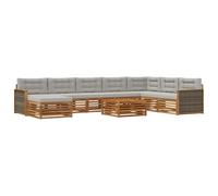 vidaXL Set di divani da esterno 9 pcs Naturale e Grigio Chiaro, Set Divano Esterno in Legno Acacia, Mobili Moderni per Giardino, Area Lounge Comfort al Bordo Piscina