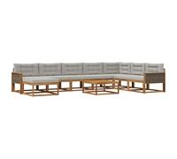vidaXL Set di divani da esterno 9 pcs Naturale e Grigio Chiaro, Set Divano Esterno in Legno di Acacia, Lounge Moderna, Mobili da Giardino, Arredo Estivo, Comodi Posti a Sedere