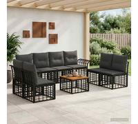 vidaXL Set di divani da esterno 9 pcs Nero e Grigio scuro Poliestere, Divano sezionale moderno, resistente agli agenti atmosferici, con piedi regolabili, per il giardino e il patio