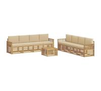 vidaXL Set di divani da esterno, 9 pezzi, beige, 59 x 59 x 37 cm, divano da esterno, arredamento moderno per giardino, set comodo per terrazza e riposo in cortile