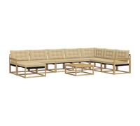 vidaXL Set di divani da esterno, 9 pezzi, beige, mobili da giardino moderni, divano resistente, salotto all'aperto, sedie per terrazza