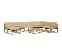 vidaXL Set di divani da esterno, 9 pezzi, beige, mobili da giardino moderni, divano resistente, salotto all'aperto, sedie per terrazza