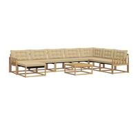 vidaXL Set di divani da esterno, 9 pezzi, beige, mobili da giardino moderni, divano resistente, salotto all'aperto, sedie per terrazza