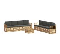 vidaXL Set di divani da esterno, 9 pezzi, bianco e antracite, divano da esterno, arredamento moderno per giardino, set comodo per terrazza e riposo in cortile