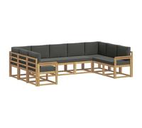 vidaXL Set di divani da esterno, 9 pezzi, bianco e antracite, set di divani moderni, resistenti alle intemperie, mobili in acacia, sezione lussuosa, sedute comode