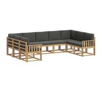 vidaXL Set di divani da esterno, 9 pezzi, bianco e antracite, set di divani moderni, resistenti alle intemperie, mobili in acacia, sezione lussuosa, sedute comode
