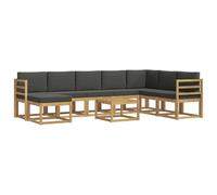 vidaXL Set di divani da esterno, 9 pezzi, bianco e antracite, set divano da giardino moderno, sezionale, resistente, mobili in acacia, per rilassarsi all'aria aperta