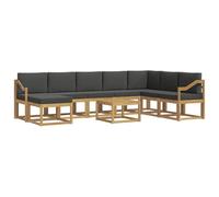 vidaXL Set di divani da esterno, 9 pezzi, bianco e antracite, set divano da giardino moderno, sezionale, resistente, mobili in acacia, per rilassarsi all'aria aperta