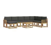 vidaXL Set di divani da esterno, 9 pezzi, bianco e antracite, set divano da giardino moderno, sezionale, resistente, mobili in acacia, per rilassarsi all'aria aperta