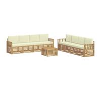 vidaXL Set di divani da esterno, 9 pezzi, bianco e crema, divano da esterno, arredo moderno per giardino, set comodo per terrazza e riposo in cortile