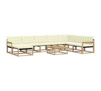 vidaXL Set di divani da esterno, 9 pezzi, bianco e crema, mobili da giardino moderni, divano resistente, salotto all'aperto, sedie per terrazza