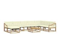 vidaXL Set di divani da esterno, 9 pezzi, bianco e crema, mobili da giardino moderni, divano resistente, salotto all'aperto, sedie per terrazza