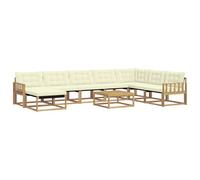 vidaXL Set di divani da esterno, 9 pezzi, bianco e crema, mobili da giardino moderni, divano resistente, salotto all'aperto, sedie per terrazza
