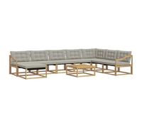 vidaXL Set di divani da esterno, 9 pezzi, bianco e grigio chiaro, mobili da giardino moderni, divano resistente, salotto all'aperto, sedie per terrazza