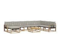 vidaXL Set di divani da esterno, 9 pezzi, bianco e grigio chiaro, mobili da giardino moderni, divano resistente, salotto all'aperto, sedie per terrazza