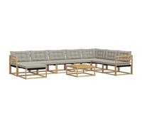 vidaXL Set di divani da esterno, 9 pezzi, bianco e grigio chiaro, mobili da giardino moderni, divano resistente, salotto all'aperto, sedie per terrazza