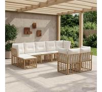 vidaXL Set di divani da esterno 9-Posti Naturale e Bianco Crema