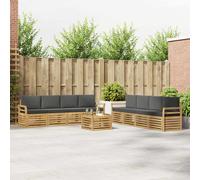 vidaXL Set di divani da esterno 9 pz Bianco e Antracite Poliestere