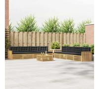 vidaXL Set di divani da esterno 9 pcs Bianco e Antracite, Set Divano da Giardino, Moderno in Acacia, Mobili Resistenti per Esterni, Comodo per la Terrazza