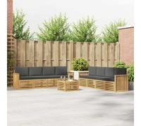 vidaXL Set di divani da esterno 9 pz Bianco e Antracite Poliestere