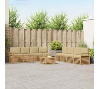 vidaXL Set di divani da esterno 9 pz Bianco e Beige Poliestere