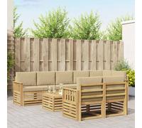 vidaXL Set di divani da esterno, 8 pezzi, beige, 59 x 59 x 37 cm, divano da giardino, set modulare, mobile moderno per esterni, poltrona da patio, divano in acacia marrone