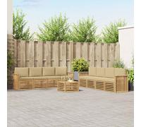 vidaXL Set di divani da esterno 9 pz Bianco e Beige Poliestere