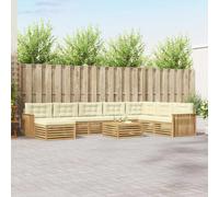 vidaXL Set di divani da esterno 9 pz Bianco e Crema
