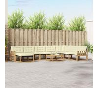 vidaXL Set di divani da esterno, 9 pezzi, bianco e crema, mobili da giardino moderni, divano resistente, salotto all'aperto, sedie per terrazza
