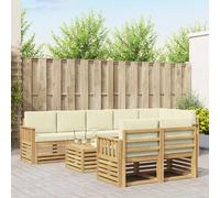 vidaXL Set di divani da esterno, 8 pezzi, bianco e crema, divano da giardino, set modulare, mobile moderno per esterni, poltrona da patio, divano in acacia marrone