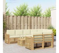 vidaXL Set di divani da esterno 9 pz Bianco e Crema Poliestere
