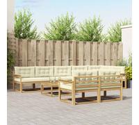 vidaXL Set di divani da esterno 9 pz Bianco e Crema Poliestere