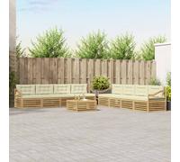 vidaXL Set di divani da esterno 9 pz Bianco e Crema Poliestere