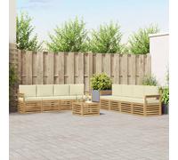 vidaXL Set di divani per esterni, 9 pezzi, bianco e crema, 59 x 59 x 37 cm, mobili da giardino moderni per terrazza, soggiorno, set resistente