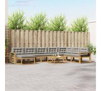 vidaXL Set di divani da esterno 9 pcs Bianco e Grigio Chiaro, Set Divano Esterno in Legno di Acacia, Lounge Moderna, Mobili da Giardino, Arredo Estivo, Comodi Posti a Sedere