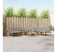 vidaXL Set di divani da esterno, 9 pezzi, bianco e grigio chiaro, mobili da giardino moderni, divano resistente, salotto all'aperto, sedie per terrazza