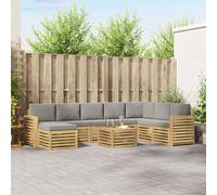 vidaXL Set di divani da esterno 9 pz Bianco e Grigio Chiaro Poliestere