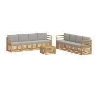vidaXL Set di divani da esterno 9 pz Bianco e Grigio Chiaro Poliestere