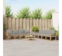vidaXL Set di divani da esterno 9 pcs Bianco e Grigio Chiaro, Set divano moderno per esterni, arredo giardino elegante, legno di acacia, confortevole lounge resistente al tempo