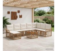 vidaXL Set di divani da esterno con cuscino 5 pcs Poliestere, Set di divani chic per esterni, design modulare resistente alle intemperie, piedi regolabili, sezione comoda per il giardino