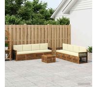 vidaXL Set divani con cuscino 9 pcs Legno di Acacia Massello, Divano da esterno, mobile modulare per giardini, lounge patio, set comodo e resistente per la terrazza