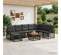 vidaXL Set di divani da esterno con cuscino 5 pcs Poliestere, Set di divani chic per esterni, design modulare resistente alle intemperie, piedi regolabili, sezione comoda per il giardino