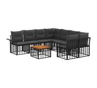 vidaXL Set di divani da esterno 9 pz Nero e Grigio scuro polyrattan
