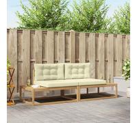vidaXL Set di divani da esterno Bianco 230,5 x 83 x 73 cm Poliestere, Divano da esterno, in legno di acacia, resistente agli agenti atmosferici, modulare, seduta per patio, lounge in giardino