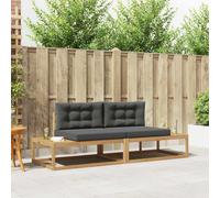 vidaXL Set di divani da esterno Bianco 230,5 x 83 x 73 cm Poliestere, Divano da esterno, in legno di acacia, resistente agli agenti atmosferici, modulare, seduta per patio, lounge in giardino