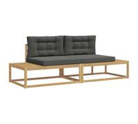 vidaXL Set di divani da esterno Bianco 230,5 x 83 x 73 cm Poliestere, Divano da esterno, in legno di acacia, resistente agli agenti atmosferici, modulare, seduta per patio, lounge in giardino