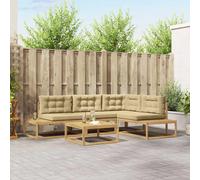 vidaXL Set di divani da esterno Bianco 79 x 79 x 37 cm Poliestere, Divano esterno in legno di acacia, moderno, per giardino e terrazzo, set resistente, lounge comoda e durevole