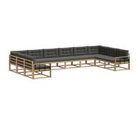vidaXL Set di divani da esterno con cuscino 10 pcs Bianco e Antracite, Set da Giardino, Divano Moderno, Posti a Bordo Piscina, Elegante Sezionale Patio, Arredamento per Relax