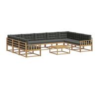 vidaXL Set di divani da esterno con cuscino 10 pcs Bianco e Antracite, Set di divani moderni per esterni, mobili per giardino, lounge in legno di acacia, perfetti per il patio