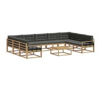 vidaXL Set di divani da esterno con cuscino 10 pcs Bianco e Antracite, Set di divani moderni per esterni, mobili per giardino, lounge in legno di acacia, perfetti per il patio